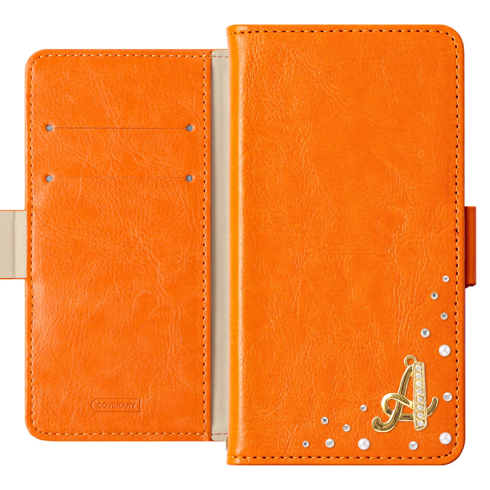 Vegan leather simple stand function initial deco notebook-style case (with belt)