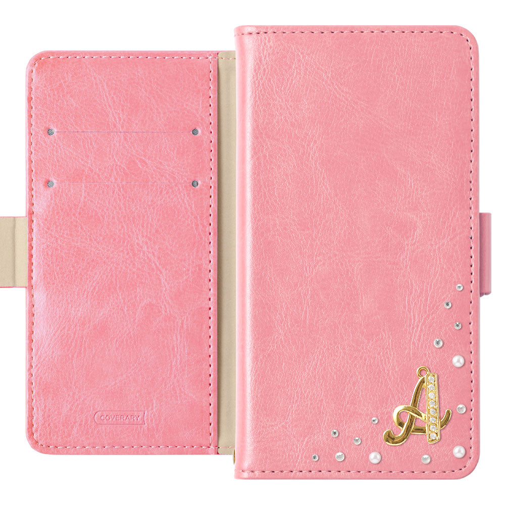 Vegan leather simple stand function initial deco notebook-style case (with belt)