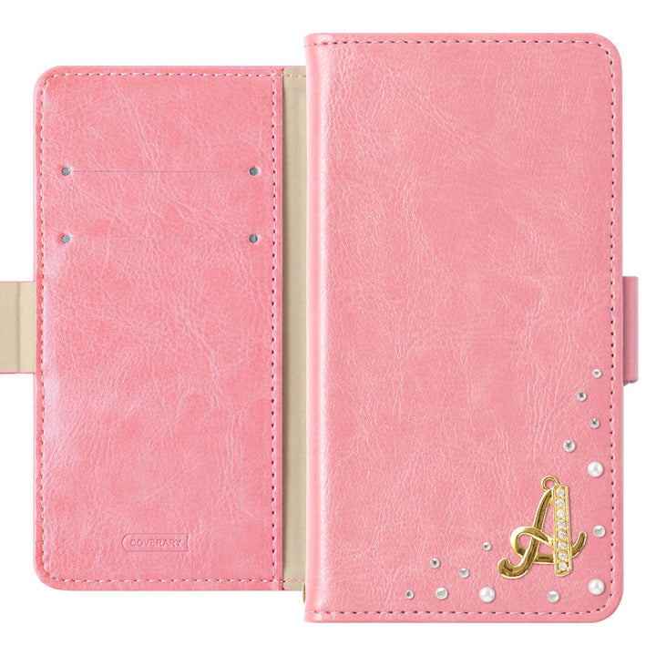 Vegan leather simple stand function initial deco notebook-style case (with belt)