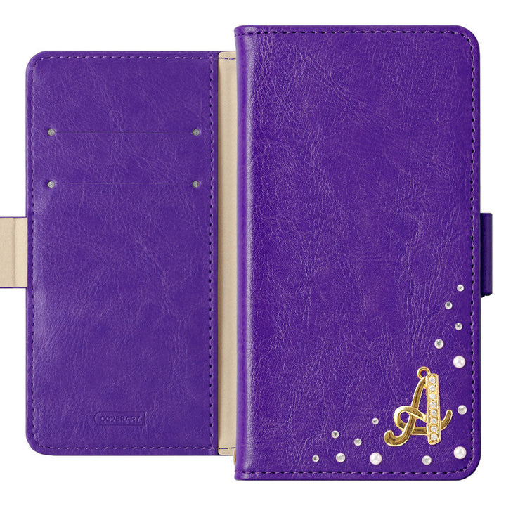 Vegan leather simple stand function initial deco notebook-style case (with belt)
