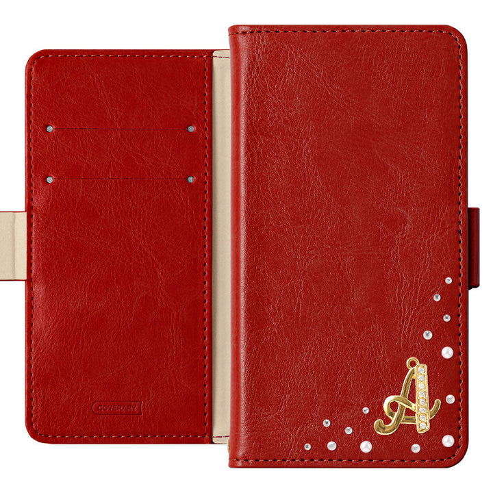 Vegan leather simple stand function initial deco notebook-style case (with belt)