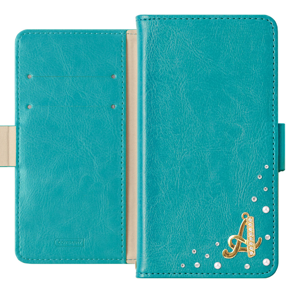 Vegan leather simple stand function initial deco notebook-style case (with belt)