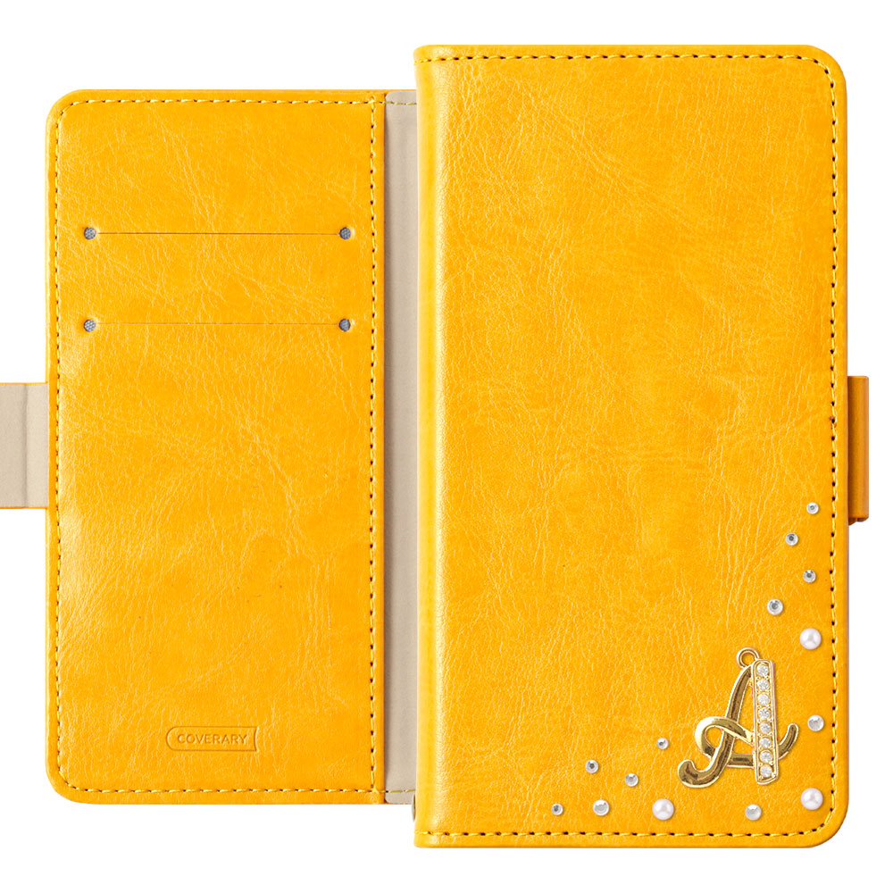 Vegan leather simple stand function initial deco notebook-style case (with belt)