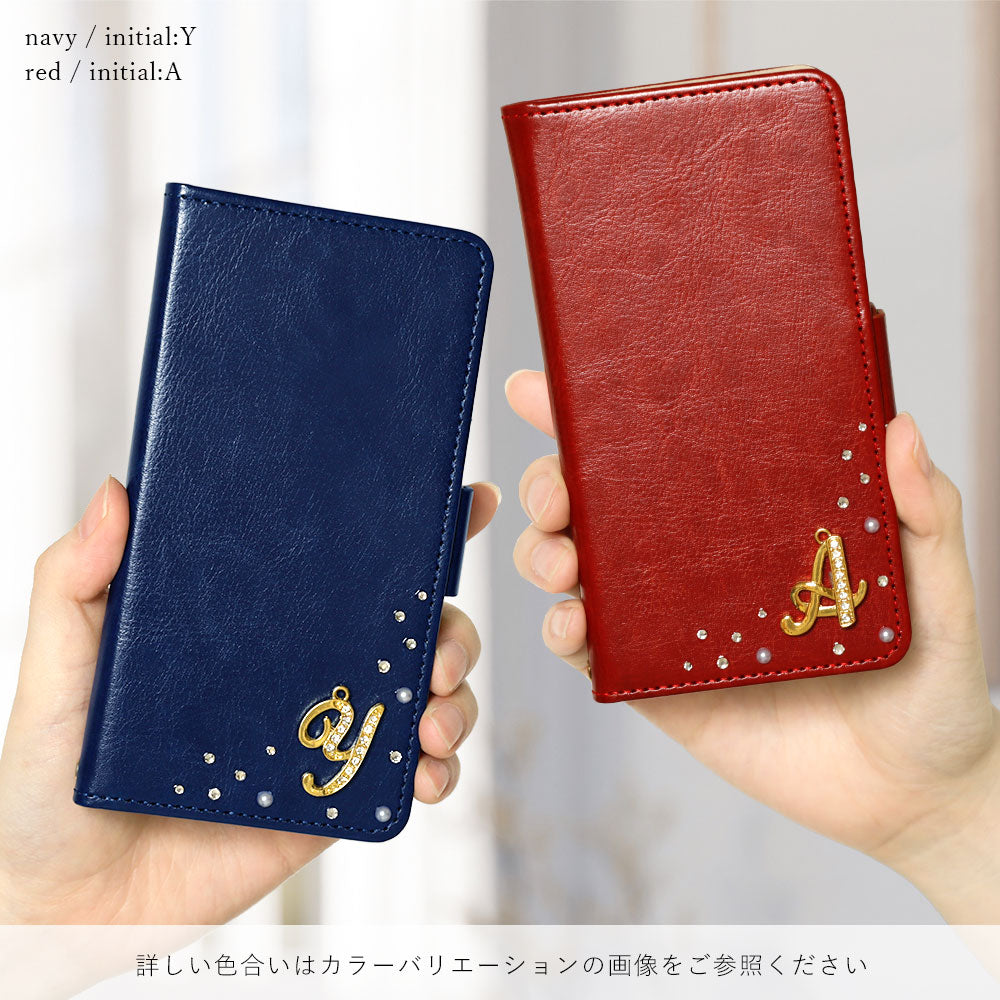 Vegan leather simple stand function initial deco notebook-style case (with belt)