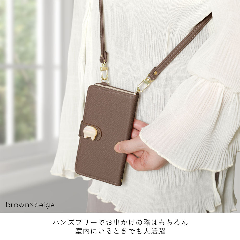 Vegan leather cat deco stand function with shoulder strap notebook-style case (with belt) AQUOS series