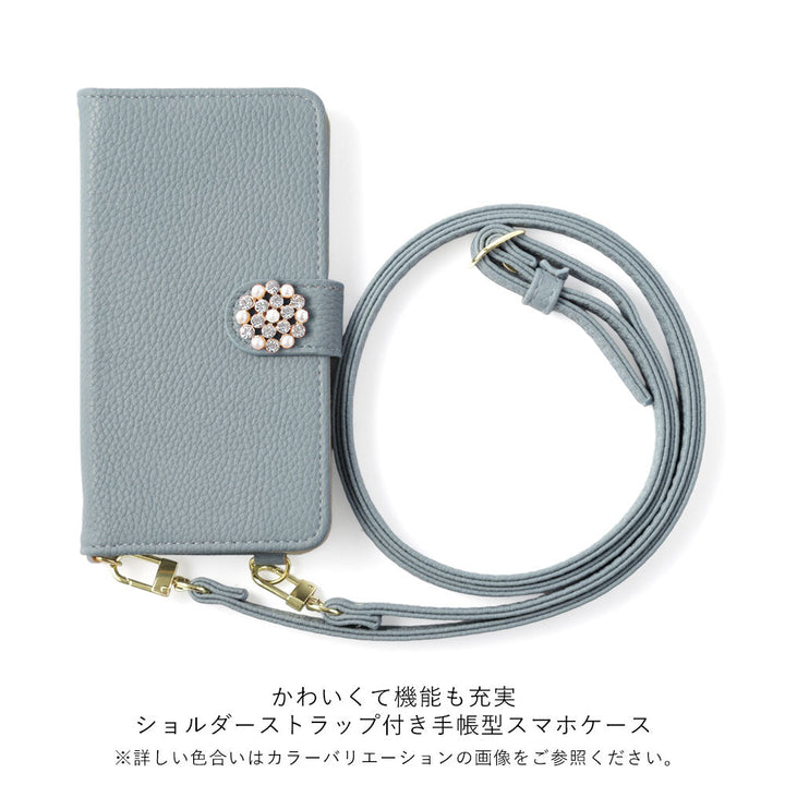 Étui portefeuille avec fonction support, décor perle cristal en cuir végan, avec bandoulière (avec ceinture) pour la série Galaxy