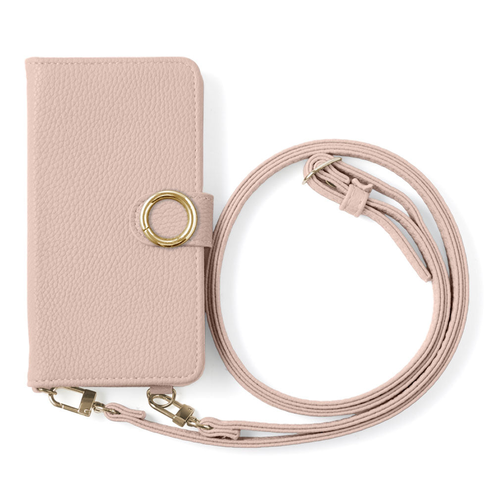 Étui portefeuille avec fonction support, anneau doré en cuir végan, bandoulière, avec ceinture, série Galaxy