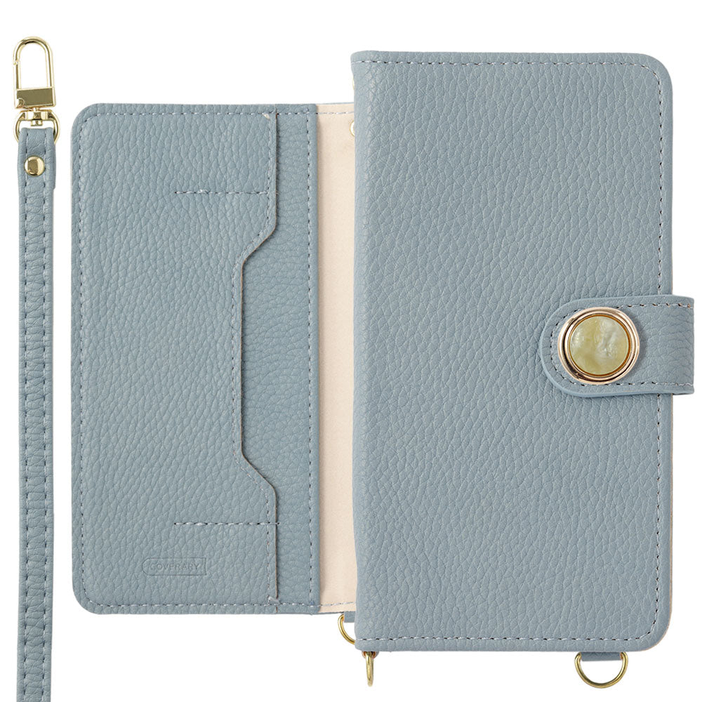 Étui portefeuille avec fonction support en cuir végan, motif marbré rond, avec bandoulière (avec ceinture)