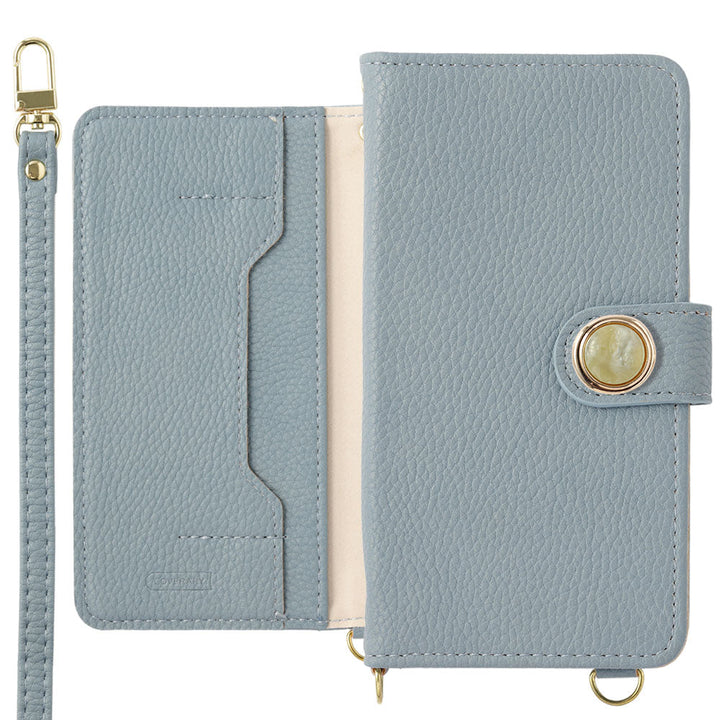 Étui portefeuille avec fonction support en cuir végan, motif marbré rond, avec bandoulière (avec ceinture)