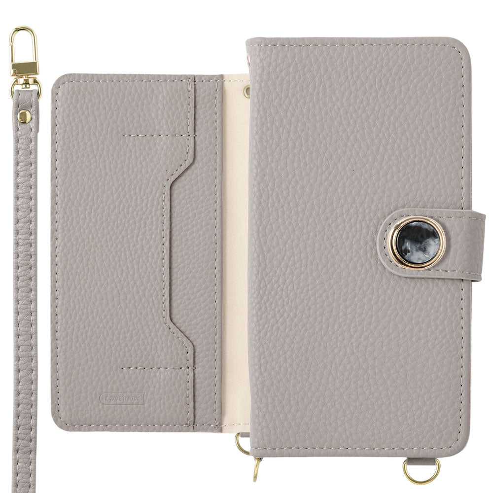 Étui portefeuille avec fonction support en cuir végan, motif marbré rond, avec bandoulière (avec ceinture)