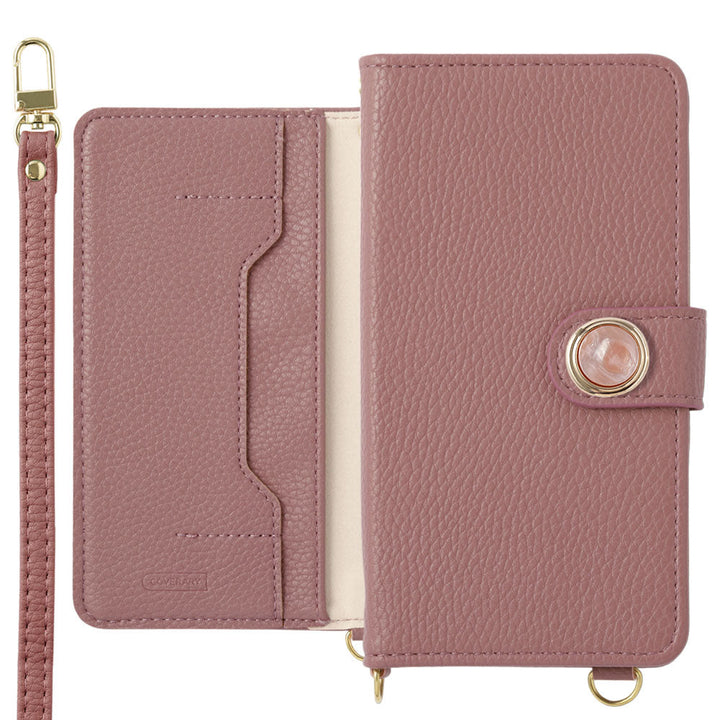 Étui portefeuille avec fonction support en cuir végan, motif marbré rond, avec bandoulière (avec ceinture)