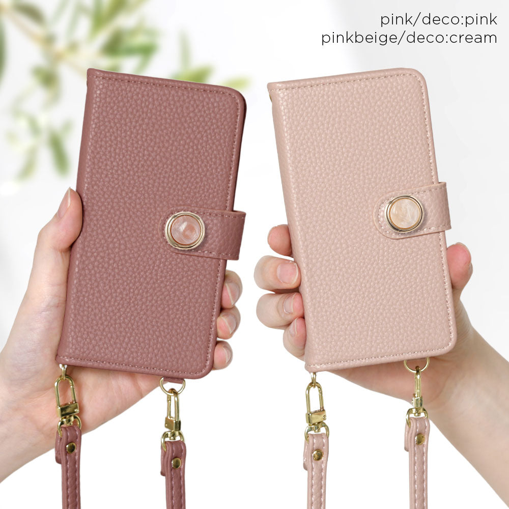 Étui portefeuille avec fonction support en cuir végan, motif marbré rond, avec bandoulière (avec ceinture)