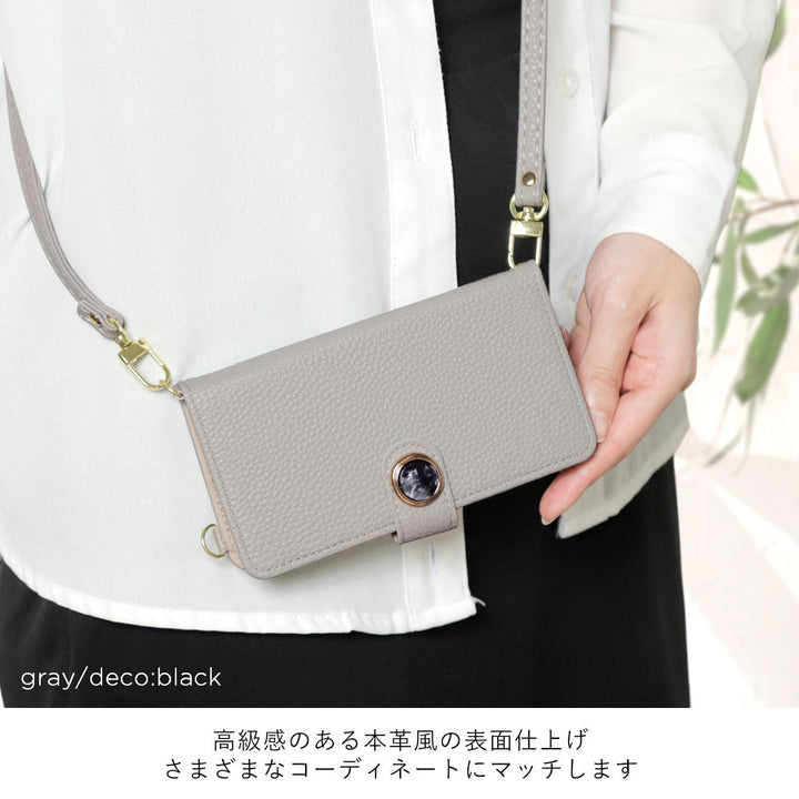 Étui portefeuille avec fonction support en cuir végan, motif marbré rond, avec bandoulière (avec ceinture)