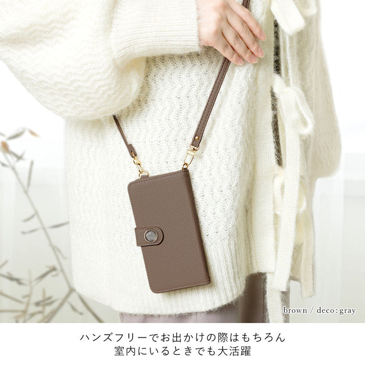 Étui portefeuille avec fonction support, décoration en pierre naturelle style point unique en cuir végan, avec bandoulière et ceinture, pour la série Xperia