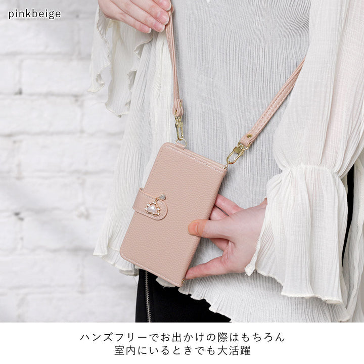 Étui portefeuille avec fonction support en cuir végan, décoration cœur, bandoulière, avec ceinture pour la série Google Pixel