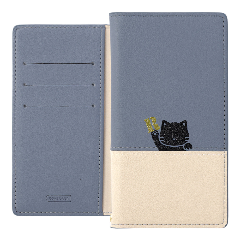 Vegan leather front dull bicolor printed cat stand function notebook-style case for iPhone series