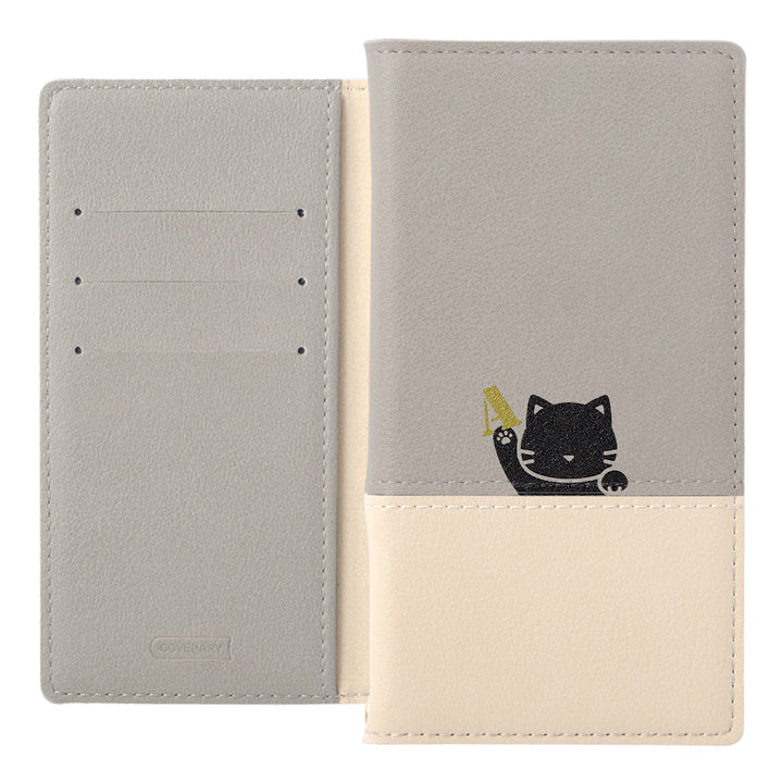 Vegan leather front dull bicolor printed cat stand function notebook-style case AQUOS series