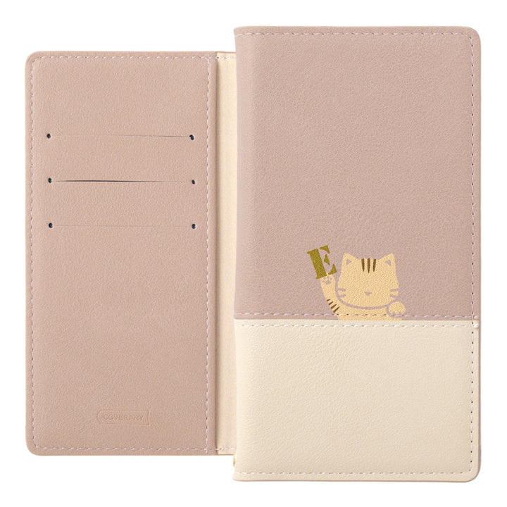 Vegan leather front dull bicolor printed cat stand function notebook-style case AQUOS series