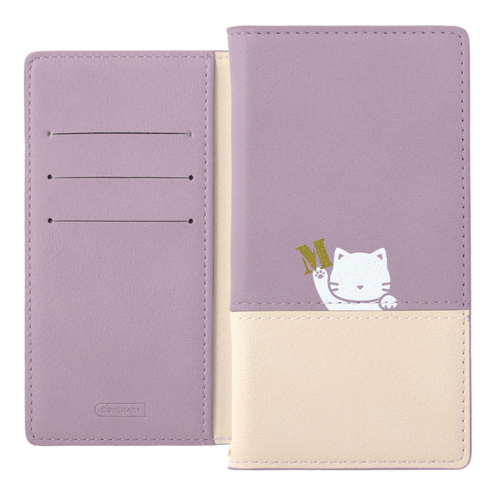 Vegan leather front dull bicolor printed cat stand function notebook-style case AQUOS series