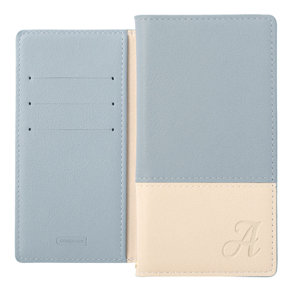 ヴィーガンレザー 表くすみバイカラー スタンド機能 イニシャル 手帳型ケース
