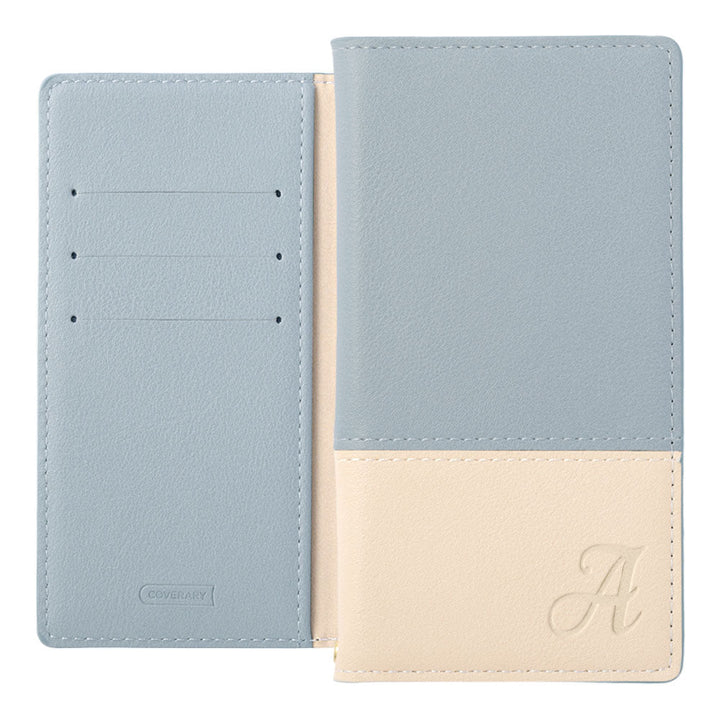 ヴィーガンレザー 表くすみバイカラー スタンド機能 イニシャル 手帳型ケース