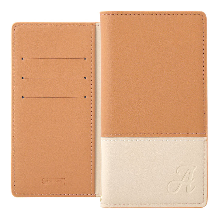 ヴィーガンレザー 表くすみバイカラー スタンド機能 イニシャル 手帳型ケース