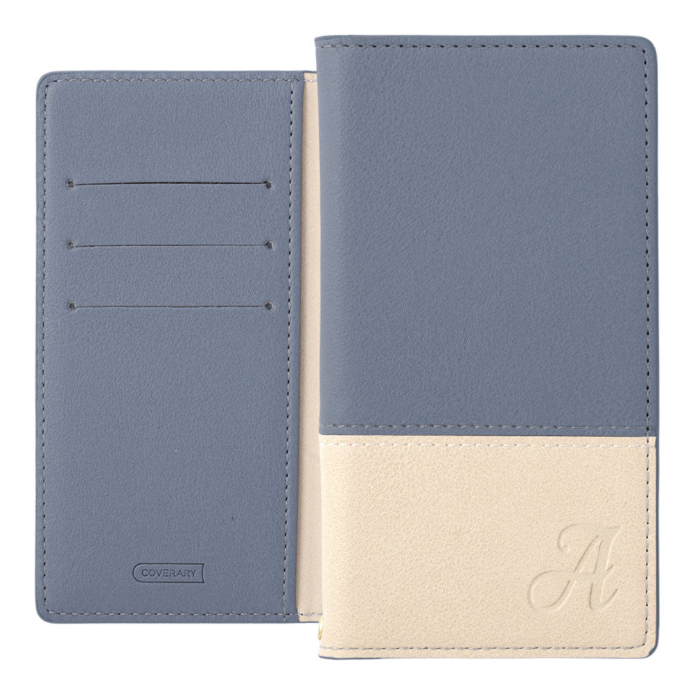 ヴィーガンレザー 表くすみバイカラー スタンド機能 イニシャル 手帳型ケース