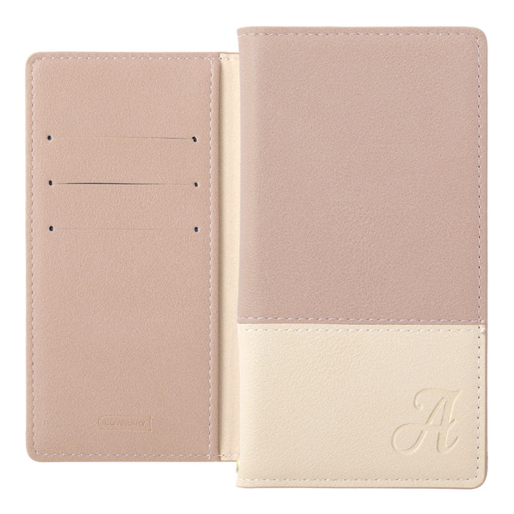 ヴィーガンレザー 表くすみバイカラー スタンド機能 イニシャル 手帳型ケース