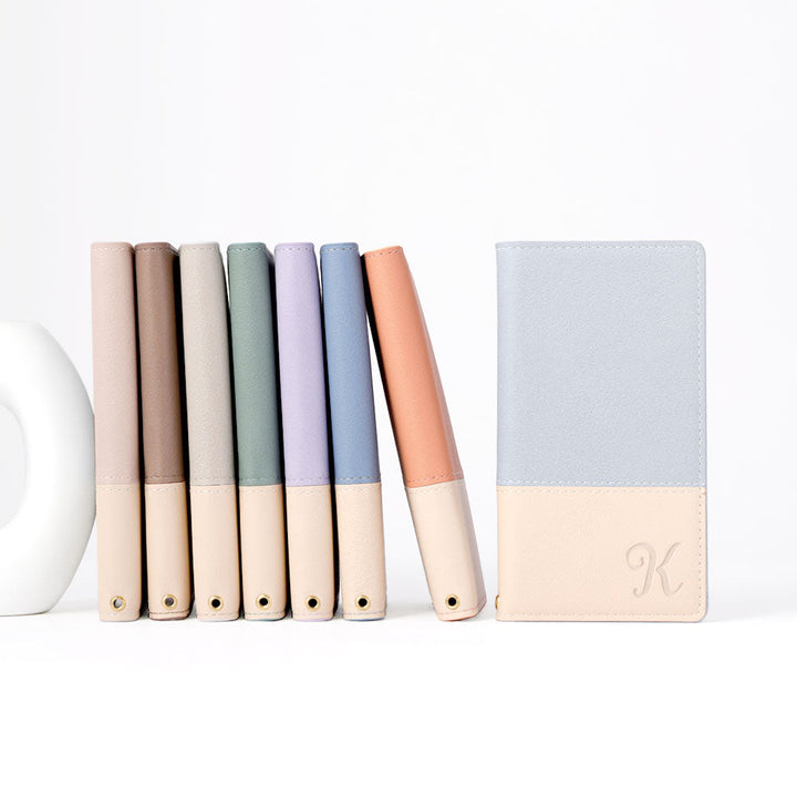 ヴィーガンレザー 表くすみバイカラー スタンド機能 イニシャル 手帳型ケース