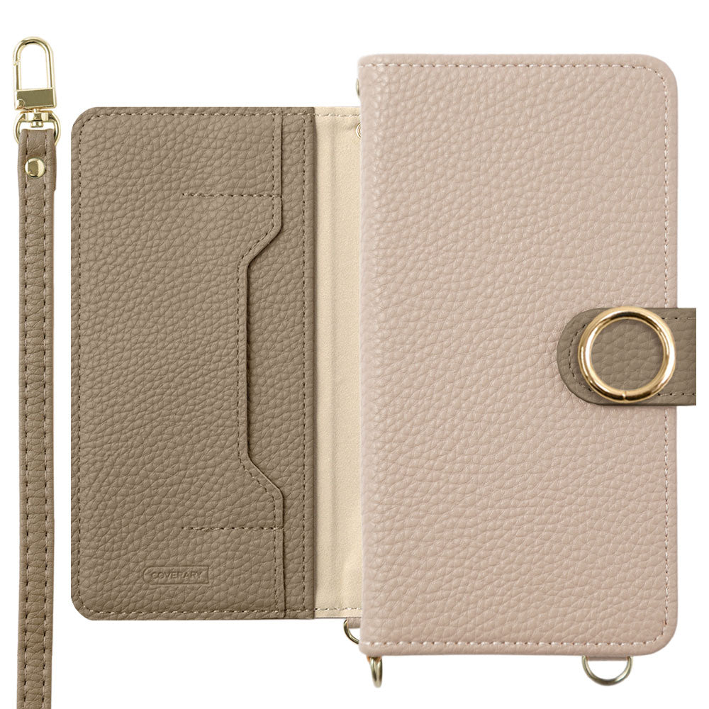 Vegan leather bicolor gold ring stand function with shoulder strap notebook-style case (with belt) for Google Pixel series