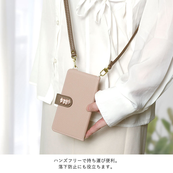 Vegan leather bicolor one-point series stand function with shoulder strap notebook-style case (with belt) Galaxy series