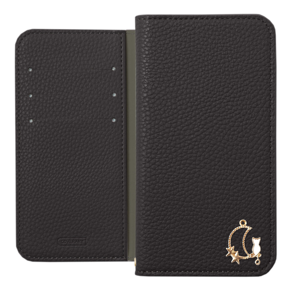 Cuir végan texturé Aspect cuir simple Décoration Moon Cat Fonction support Étui portefeuille