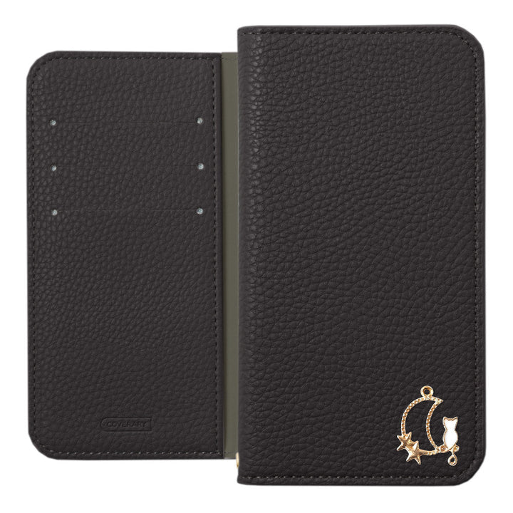 Vegan leather textured simple leather-style Moon Cat Deco stand function folio case for Google Pixel series