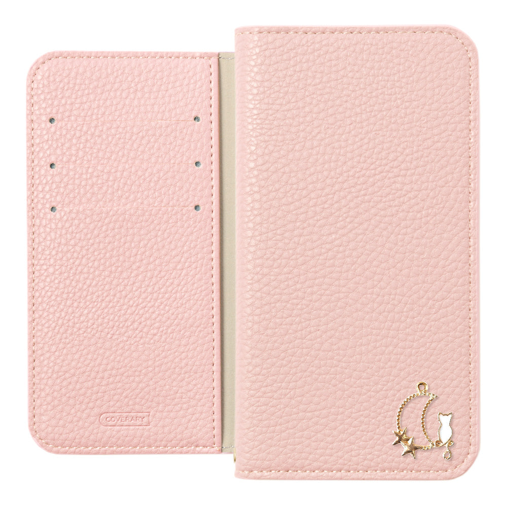 Cuir végan texturé Aspect cuir simple Décoration Moon Cat Fonction support Étui portefeuille