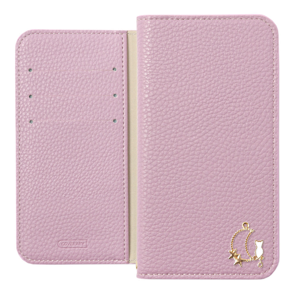 Vegan leather textured simple leather-style Moon Cat Deco stand function folio case for Google Pixel series