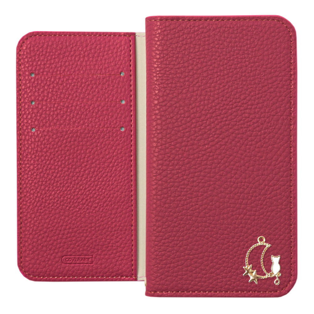 Cuir végan texturé Aspect cuir simple Décoration Moon Cat Fonction support Étui portefeuille