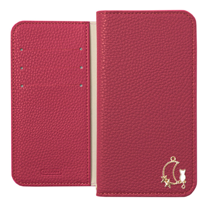 Cuir végan texturé Aspect cuir simple Décoration Moon Cat Fonction support Étui portefeuille