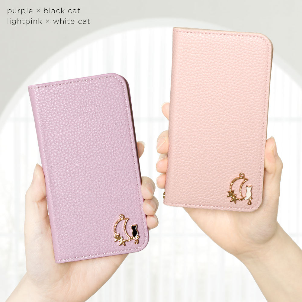 Vegan leather textured simple leather-style Moon Cat Deco stand function folio case for Google Pixel series