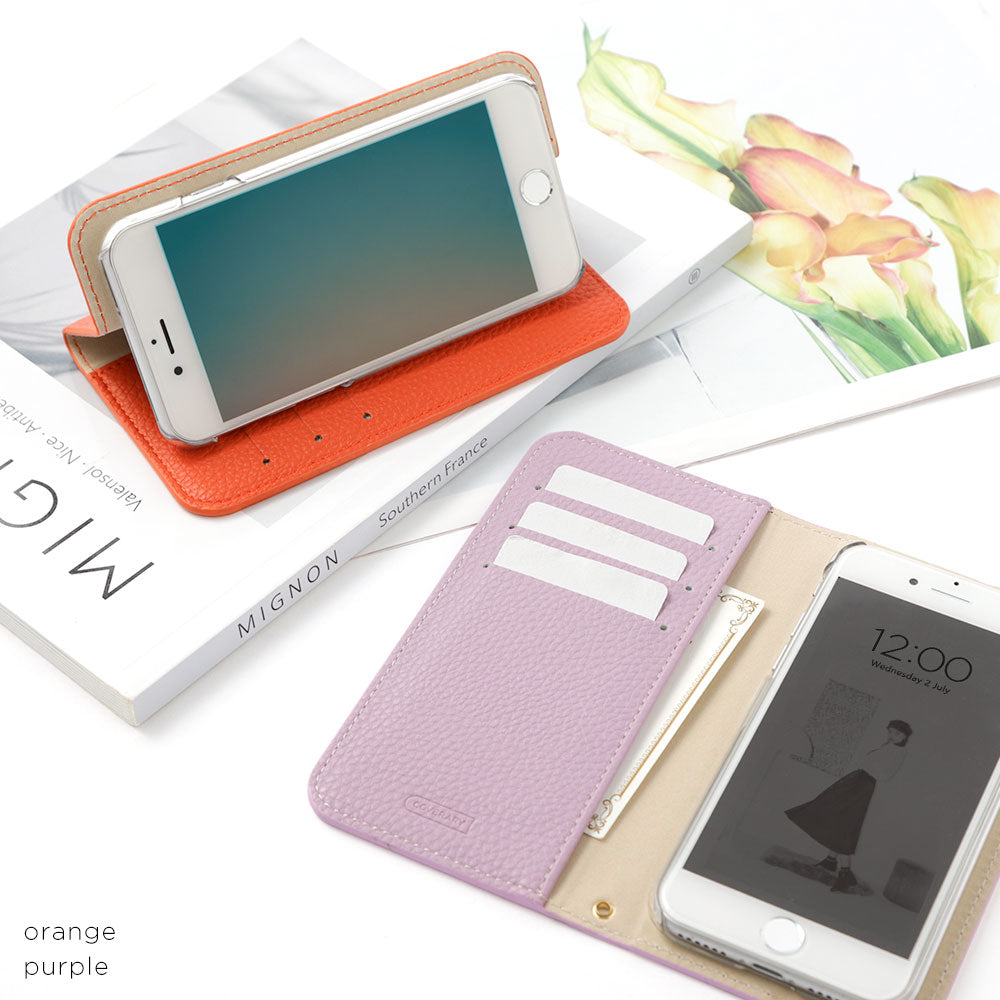 ヴィーガンレザー シボ加工 シンプルレザー調 ムーンキャットデコ スタンド機能 手帳型ケース iPhoneシリーズ