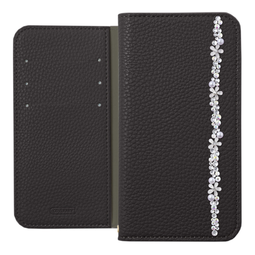 Vegan Leather Grain Processed Simple Leather-Like Flower Line Stand Function Wallet Case Xperia Series