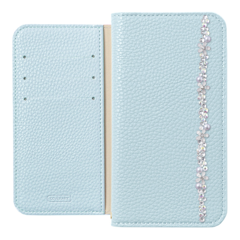 Vegan leather with grain processing, simple leather-like flower line, stand function, notebook-style case for Galaxy series