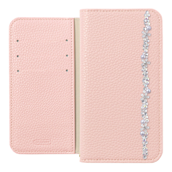 Vegan leather with grain processing, simple leather-like flower line, stand function, notebook-style case for Galaxy series