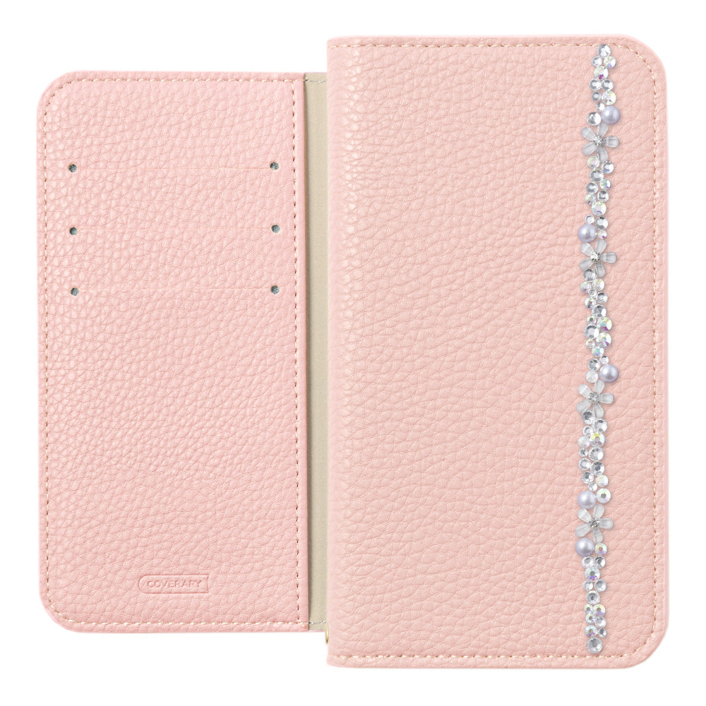 Vegan leather with grain processing, simple leather-like flower line, stand function, notebook-style case