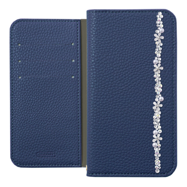 Étui portefeuille à fonction support avec motif floral, aspect cuir simple texturé en cuir végan pour la série AQUOS