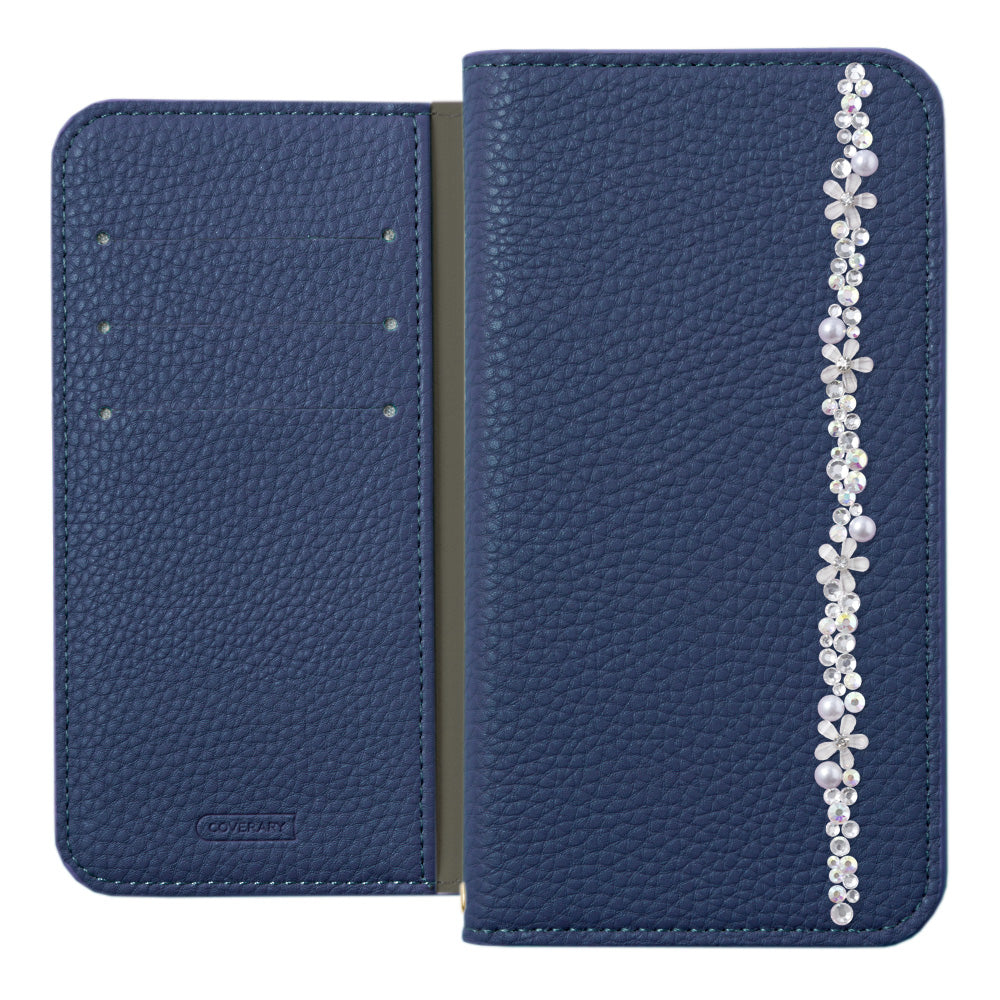 Vegan Leather Grain Processed Simple Leather-Like Flower Line Stand Function Wallet Case Xperia Series