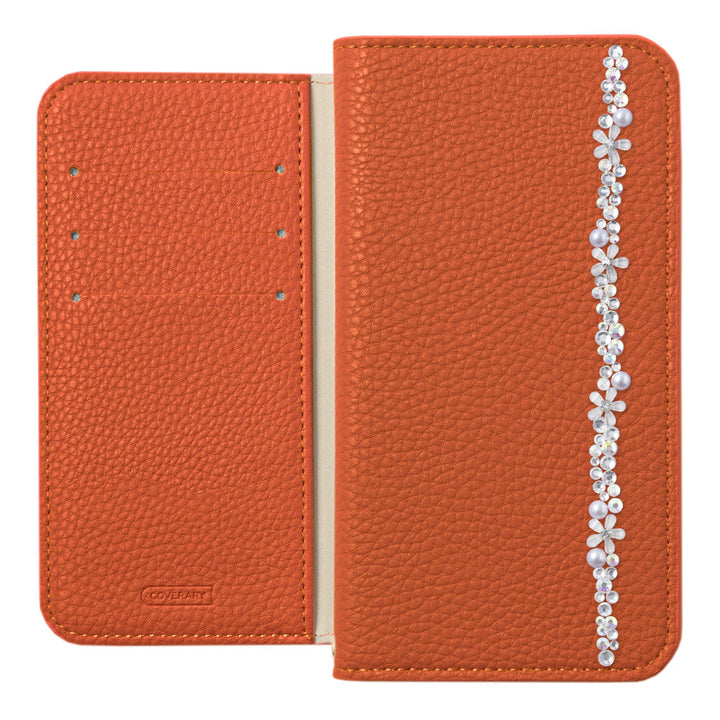 Vegan leather with grain processing, simple leather-like flower line, stand function, notebook-style case