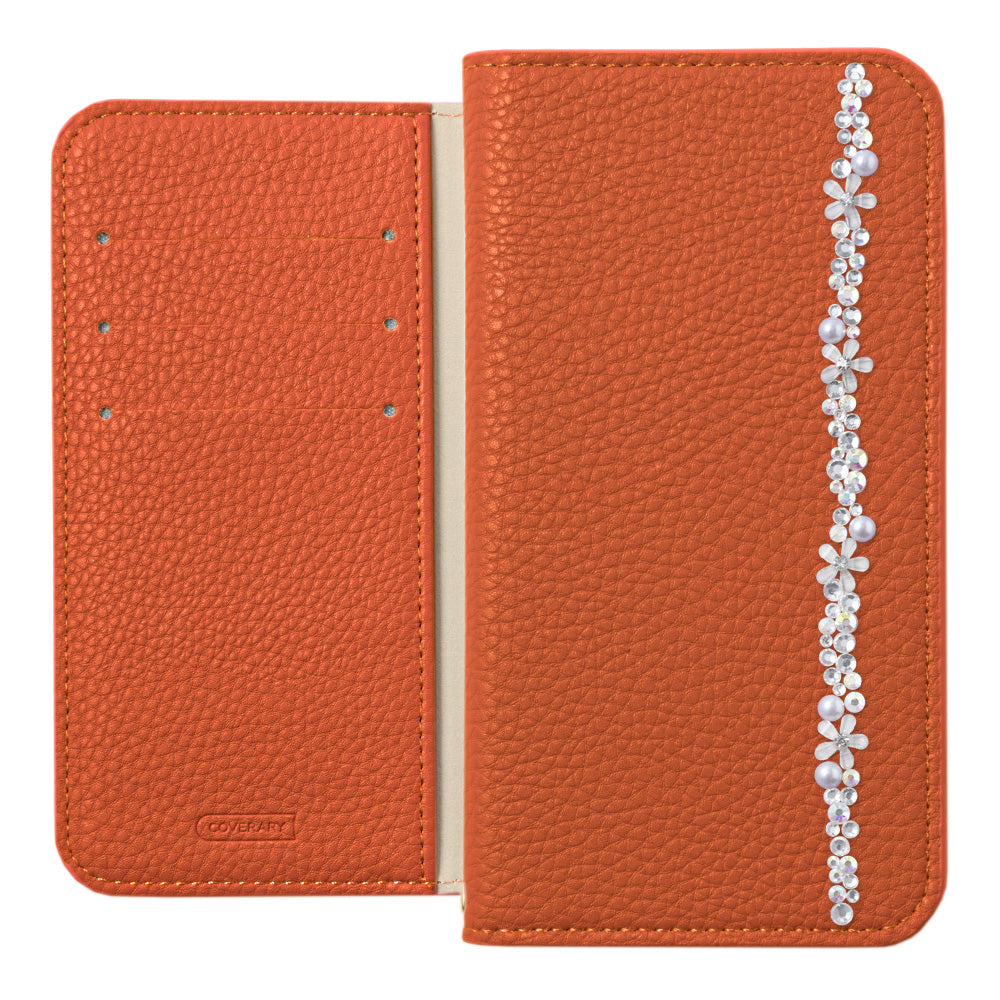 Vegan leather with grain processing, simple leather-like flower line, stand function, notebook-style case for Galaxy series