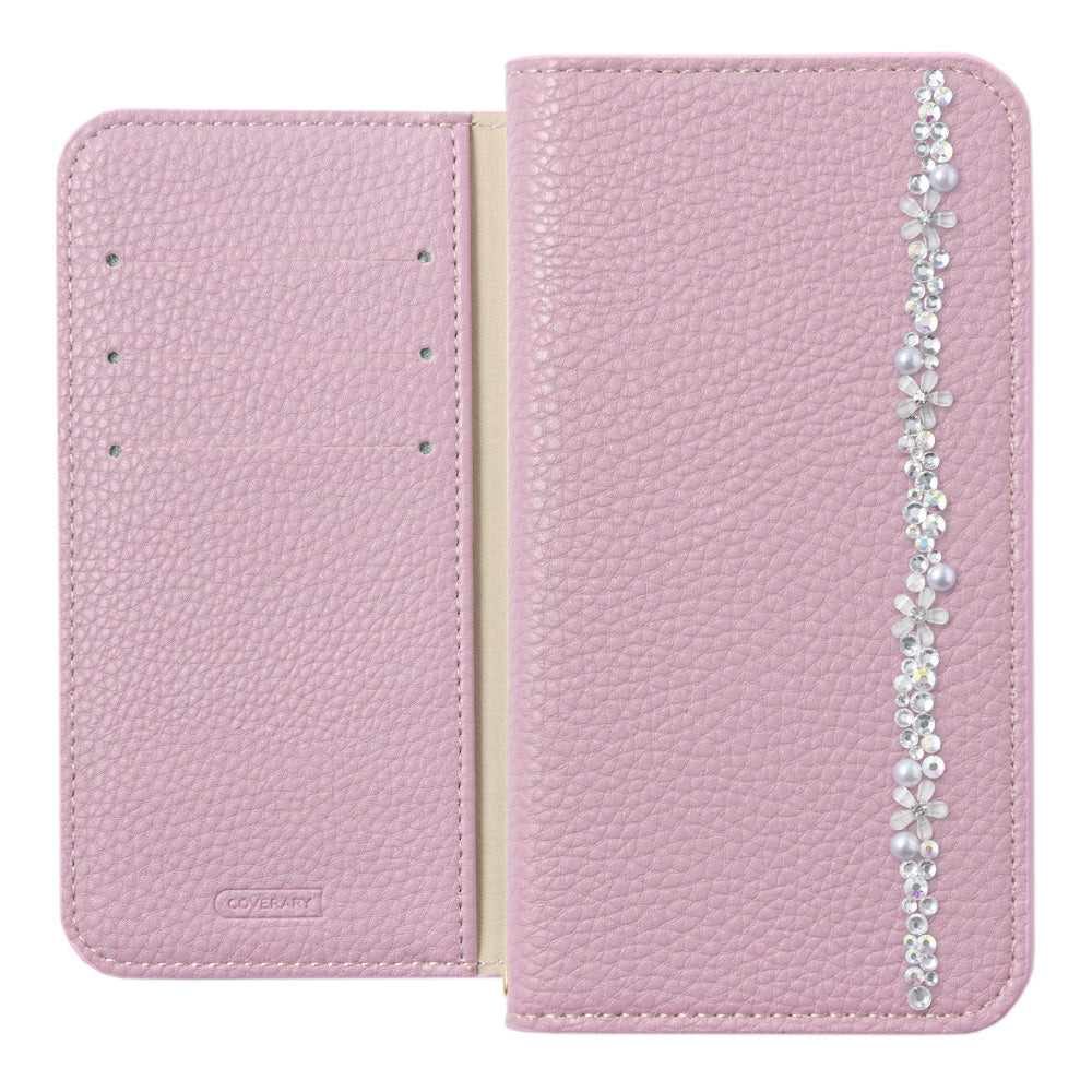 Vegan leather with grain processing, simple leather-like flower line, stand function, notebook-style case for Galaxy series