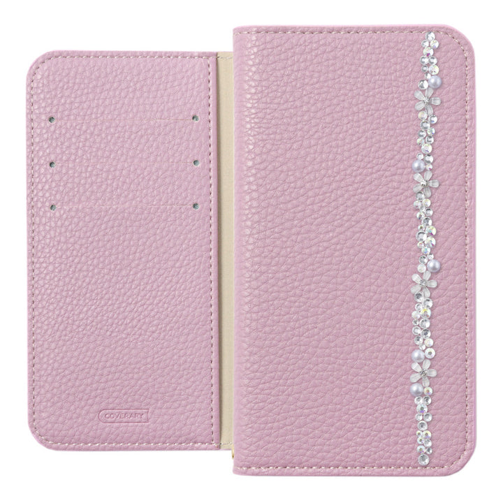 Vegan leather with grain processing, simple leather-like flower line, stand function, notebook-style case for Galaxy series