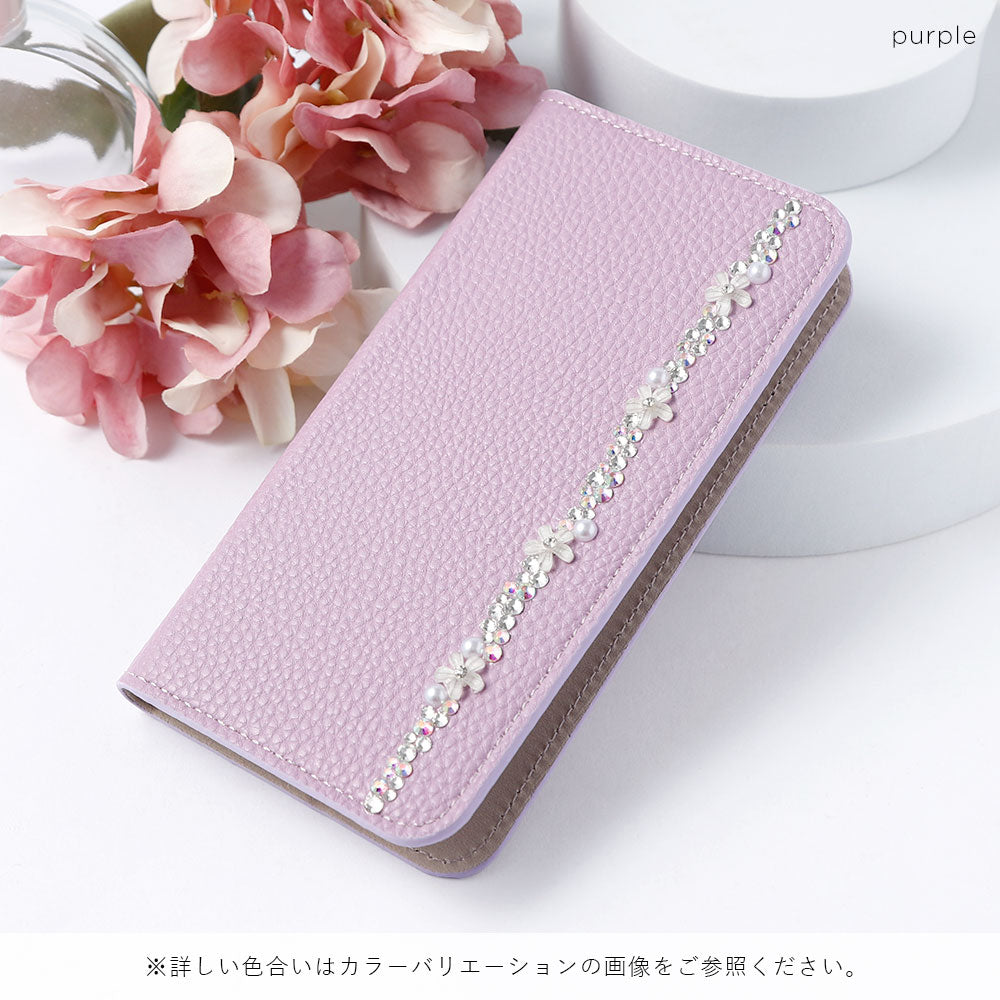 Étui portefeuille à fonction support avec motif floral, aspect cuir simple texturé en cuir végan pour la série AQUOS